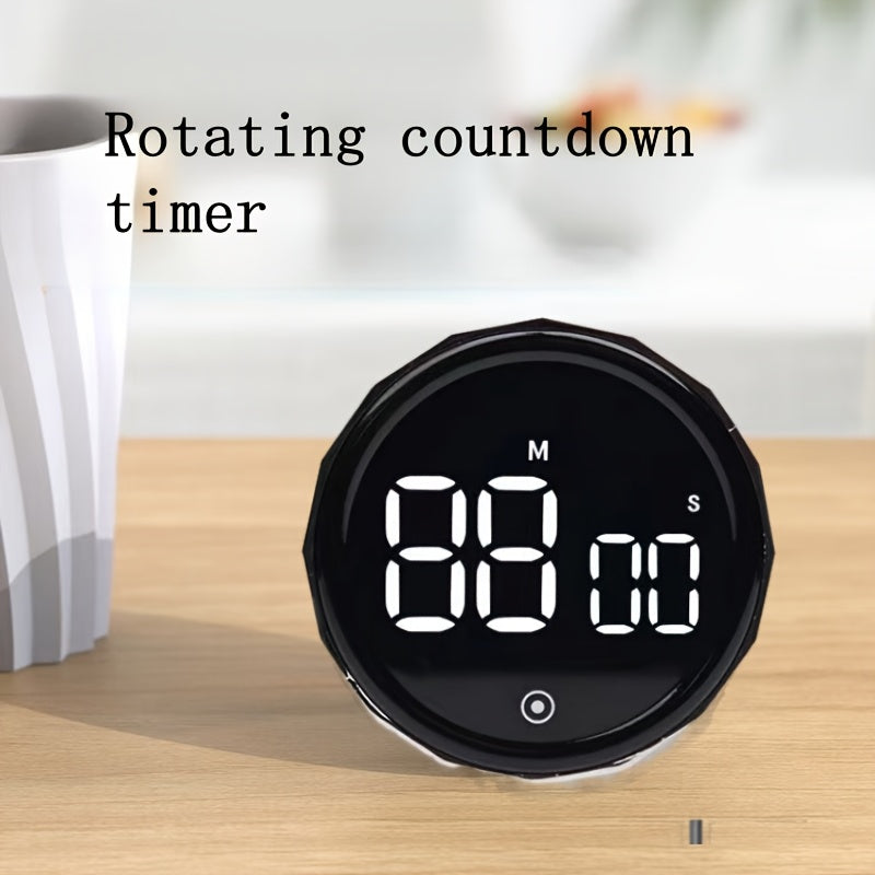 Alarm soatli aylanadigan LED oshxona taymer, 3 rejim va chiroyli qora dizaynda. Pishirish, pishirish, sport, yotoqxona uchun ideal. Aniq LED displey.