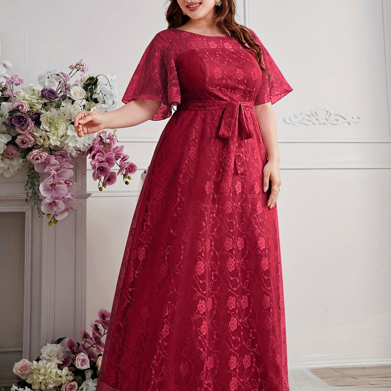 Plus Size Summer High-Waisted Lace Skirt for Women All-Season Elegant Long Length