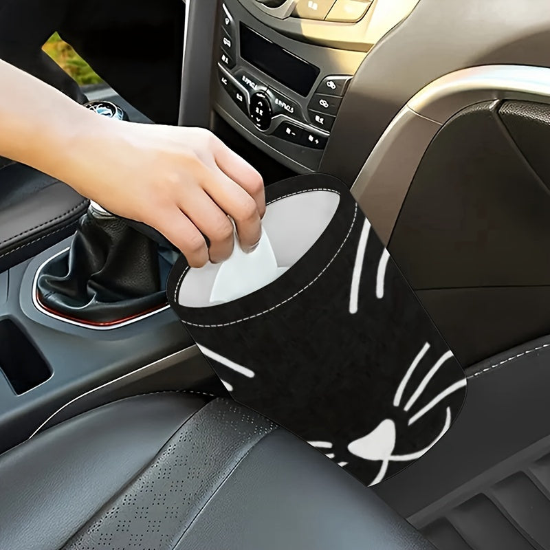 Ayollar uchun multfilm mushuk yuzli avtomobil axlat qutisi, yig‘iladigan axlat qutisi, transport uchun saqlash