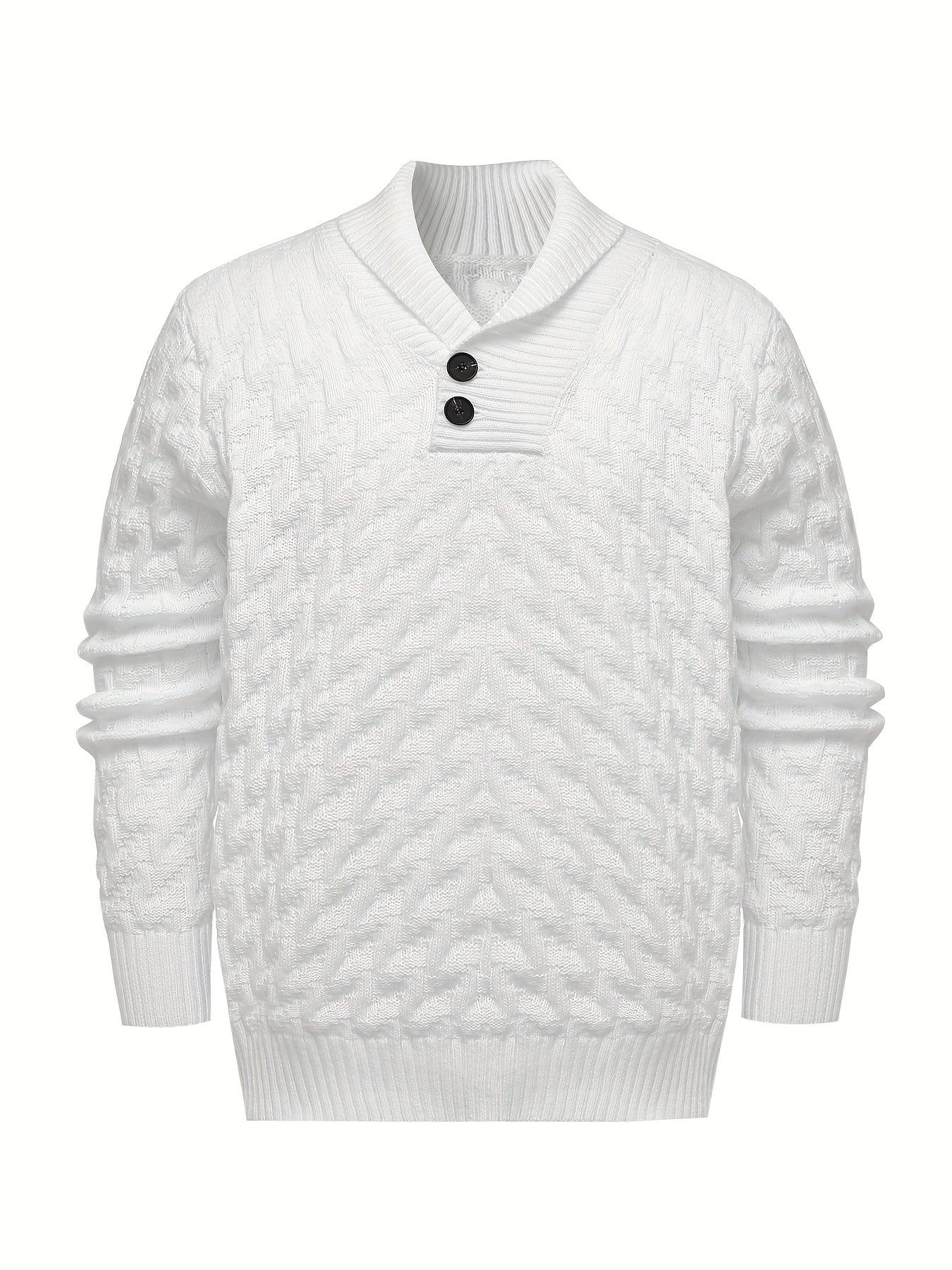 Men's Plus Size Knit Sweater with Button Detail Fall Winter Polyester Solid Slim Fit
