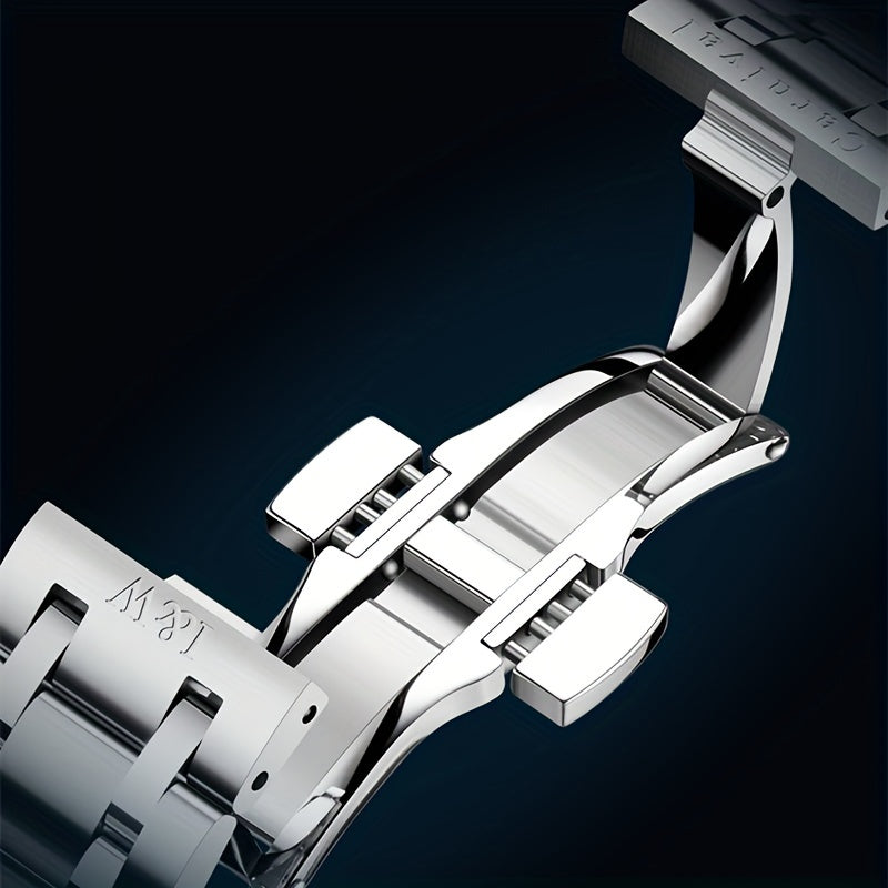 Men's Automatic Mechanical Watch Stainless Steel Waterproof 100M Dual Calendar Luminous