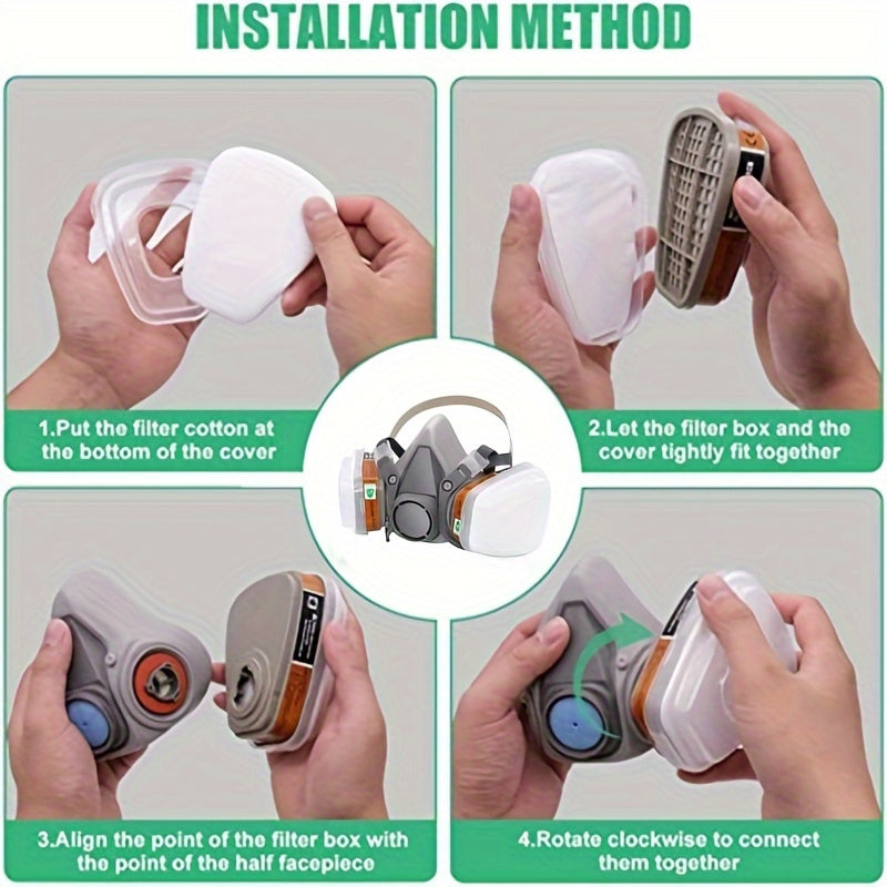 Reusable Half Face Mask Hypoallergenic Rubber Dust and Chemical Protection