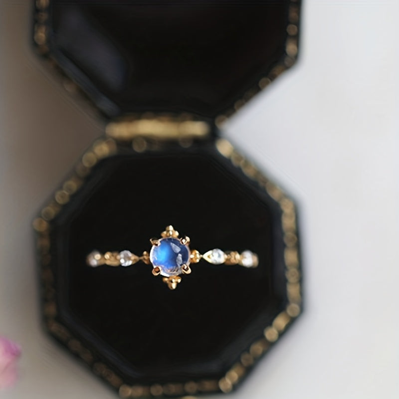 Women’s Gold Plated Geometric Ring with Four-Prong Design