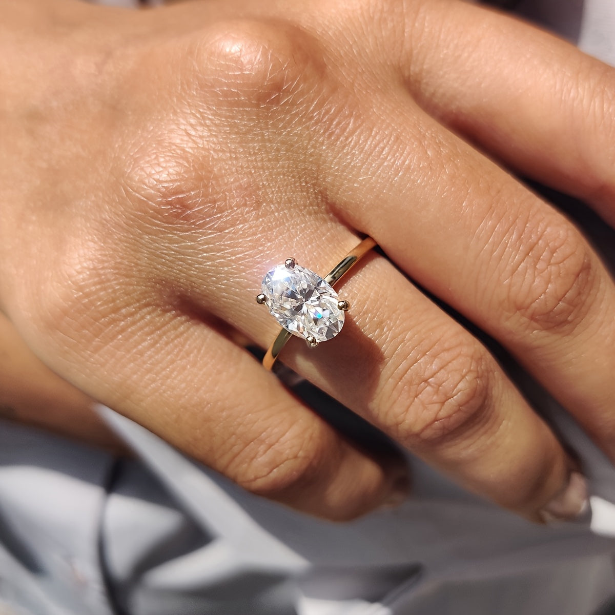 Sterling Silver Oval Cubic Zirconia Engagement Ring 1CT 2CT 3CT for Women