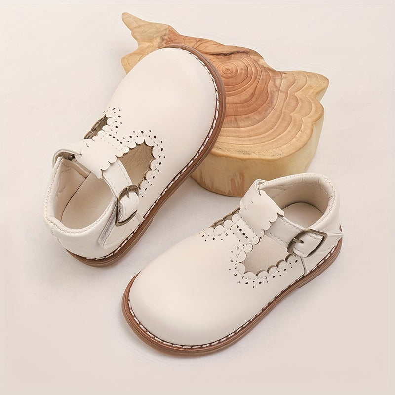 Girls' Mary Jane Shoes Low Top Solid PU Rubber Block Heel for Young Princesses