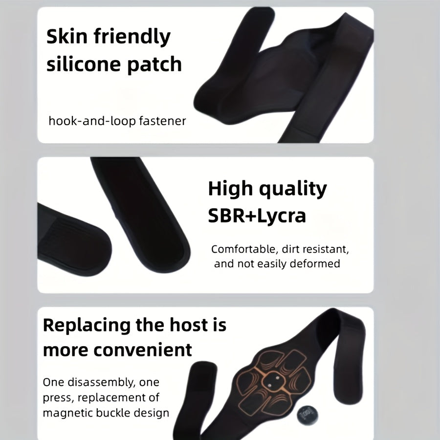 USB orqali zaryadlanadigan batareyaga ega EMS mushaklarni mashq qilish belbog'i, 6 rejim, 18 intensivlik, bel va qorin mushaklari uchun moslashuvchan uy sport uskunasi. Ajoyib 14-fevral sovg'asi.