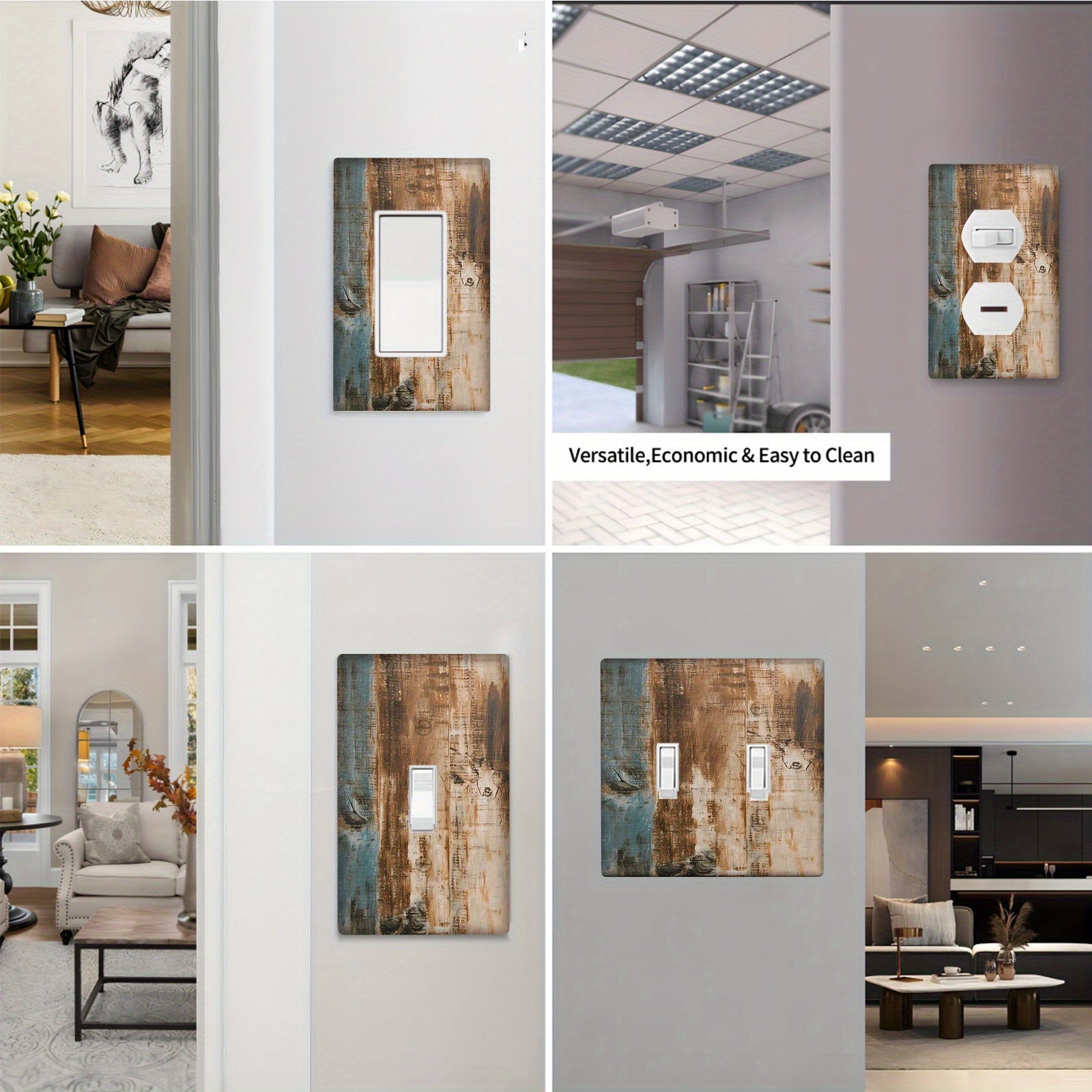 Rustic Brown Wood Light Switch Cover Distressed Animal Print Farmhouse Decor