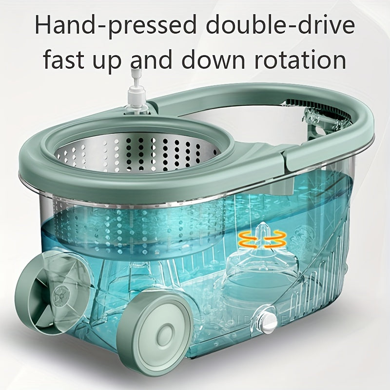 Беспроводная швабра для уборки с вращающимся ведром, нержавеющая сталь, пластик, для кухни, ванной комнаты, гостиной