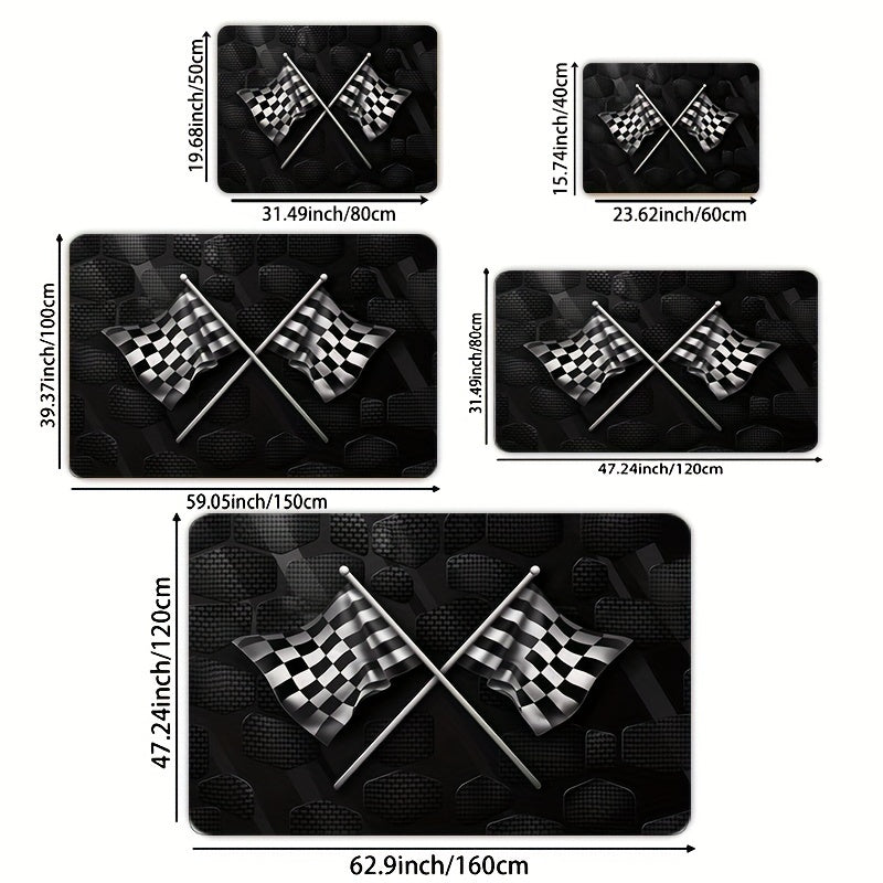 Yuqori sifatli flanel maydon gilami, klassik qora va oq tekis bayroq naqshiga ega, yuvish mashinasida tozalash oson, har qanday yashash xonasi, yotoqxona yoki oshxona makoniga zamonaviy uslub qo'shish uchun ideal.