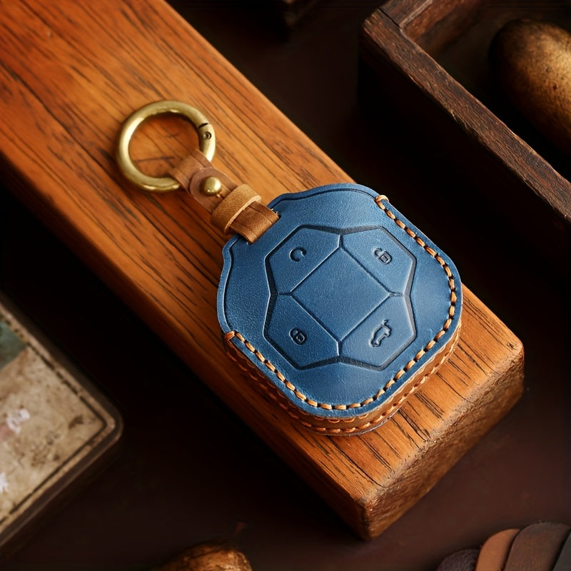 Universal PU Car Key Fob Cover Fit for Smart Key with Chain and Button Protector