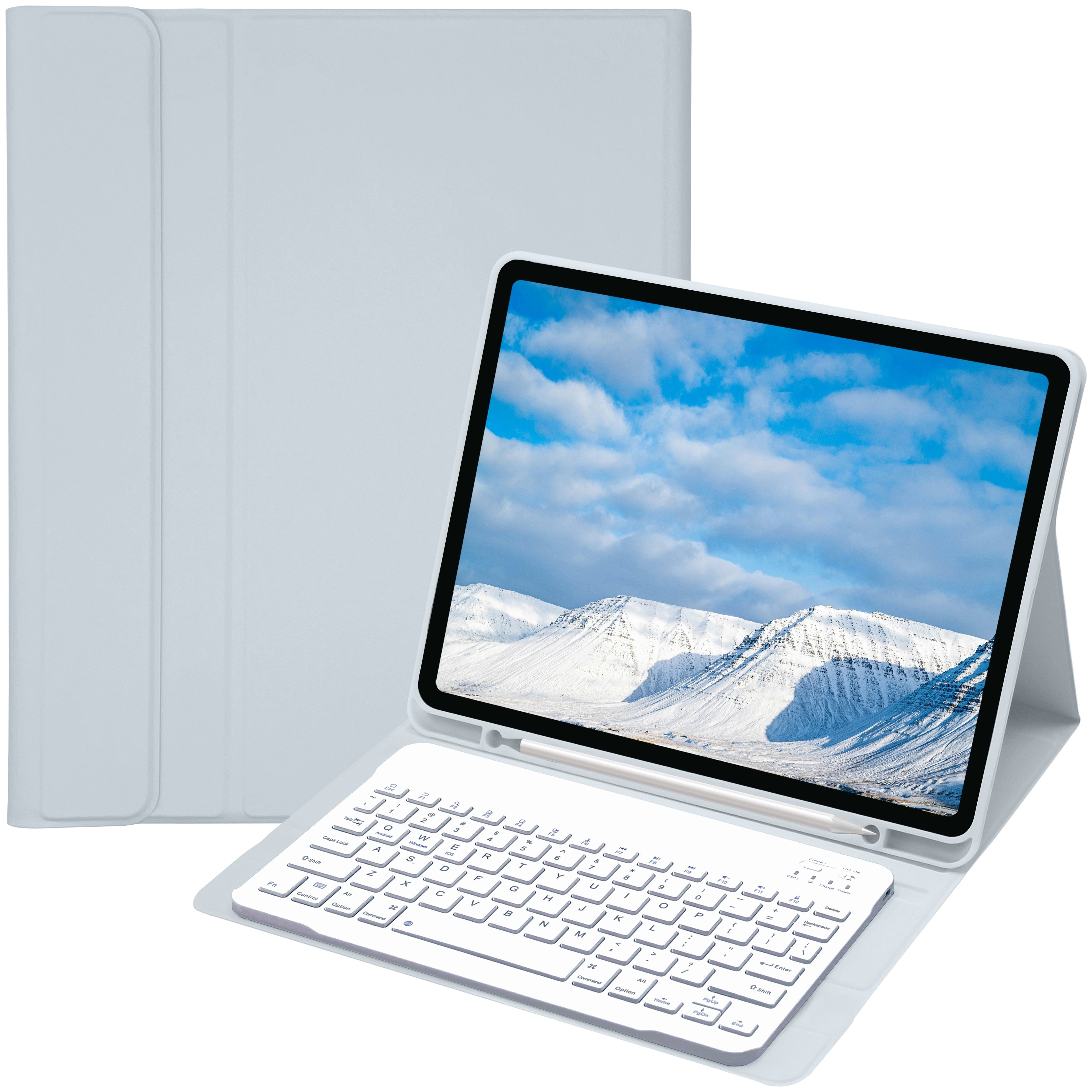 Funda con teclado para iPad Air 1-5, 5ª-10ª generación, Pro 11/12.9 pulgadas con teclado inalámbrico desmontable y soporte para lápiz