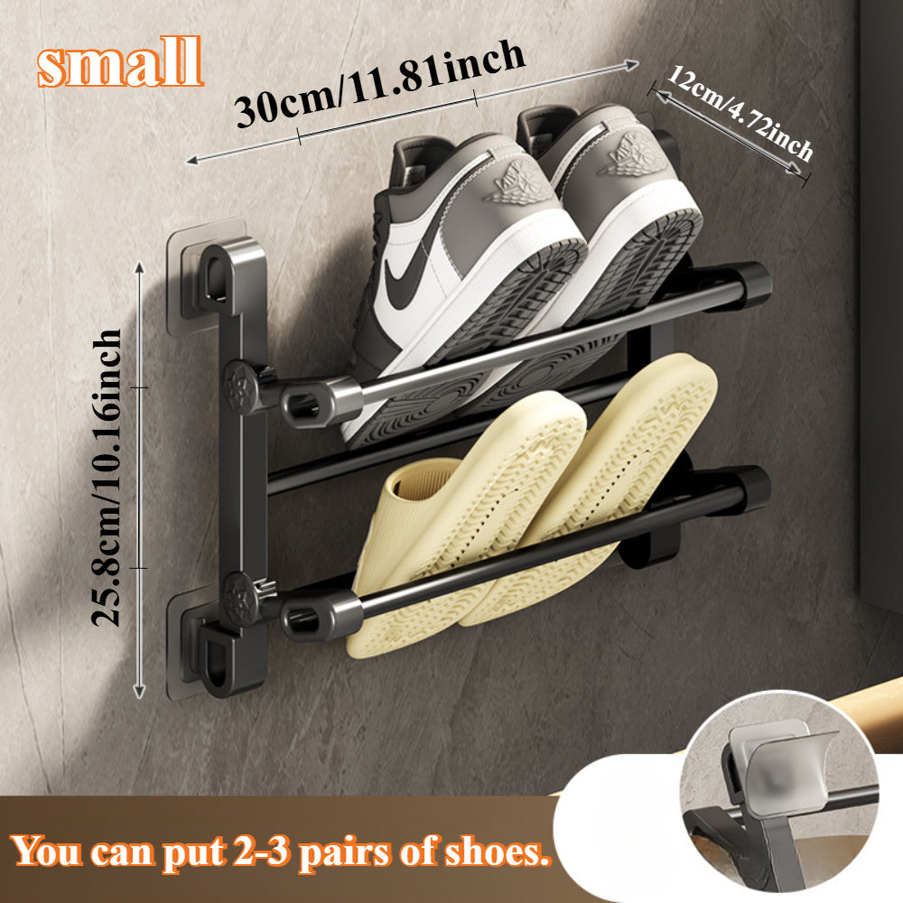 Wall-Mounted Multi-Layer Shoe Rack for Entryway Home Storage No-Drill Installation