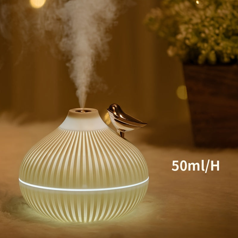 Qush shaklidagi ultratovushli namlantiruvchi 300mL shovqinsiz aroma diffuser USB bilan quvvatlanadi uy ofis uchun