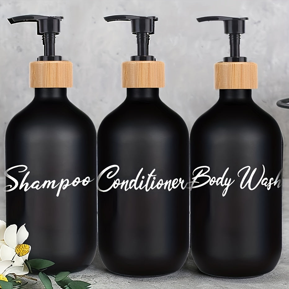 Black Soap Dispensers Set of 3 Refillable Liquid Storage Containers for Bathroom Shower