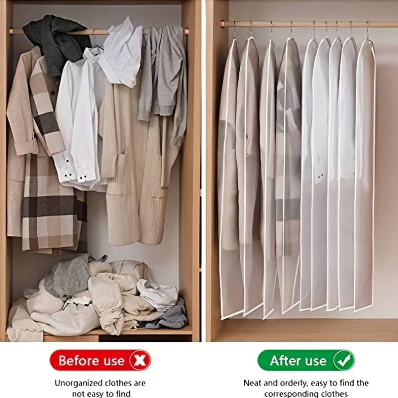 Juego de 5 bolsas impermeables para prendas de vestir para trajes, vestidos con cremalleras, protección contra polvo y polillas, 60cm x 140cm