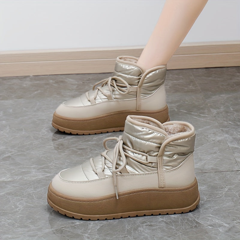 Women's Winter Fleece-Lined Chunky Sneakers Casual Warm Winter Boots