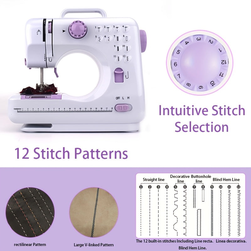 Mini Portable Electric Sewing Machine with 12 Built-in Modes for Beginners