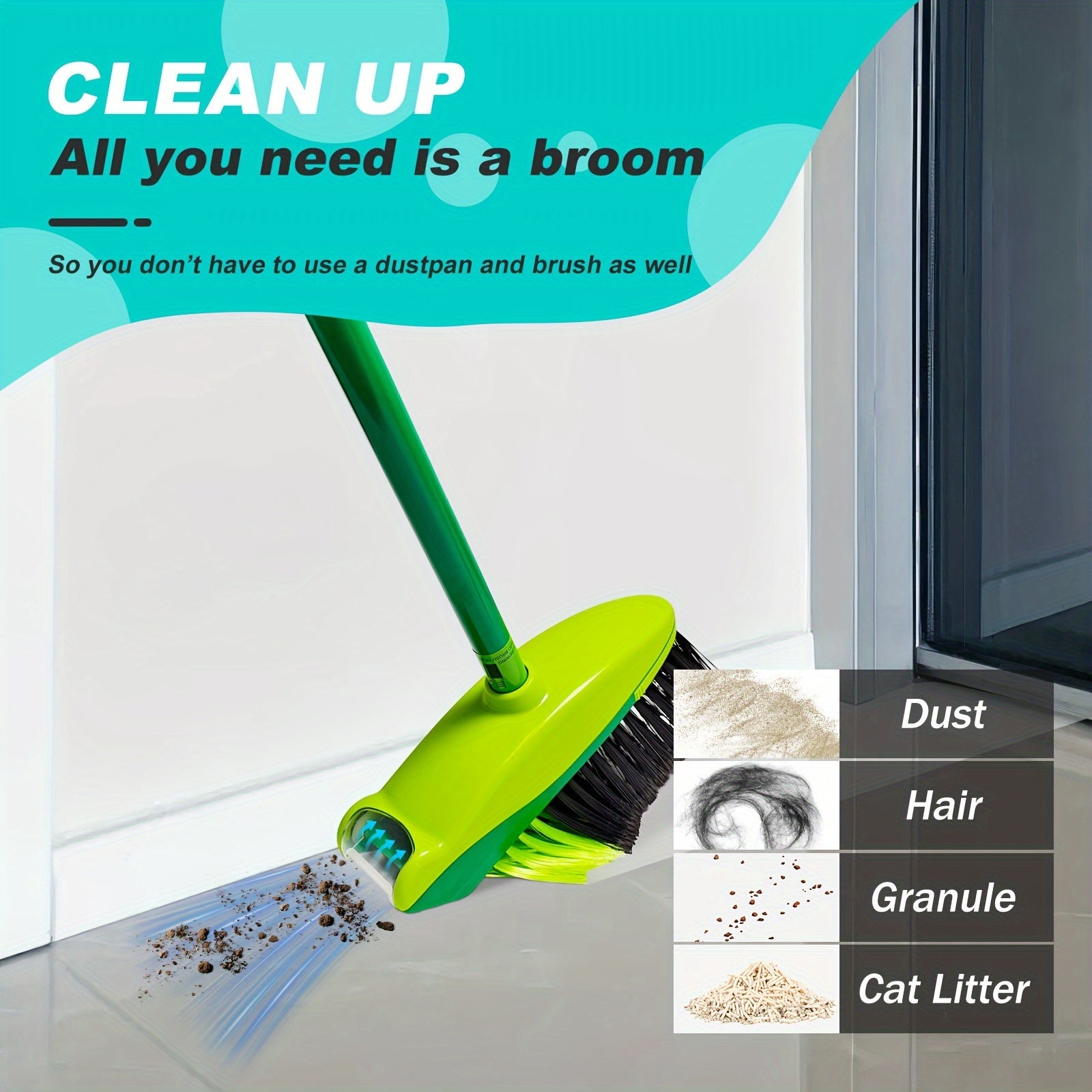 2-in-1 Smart Broom with Rotating Power Brush Vacuum No Dustpan 36V
