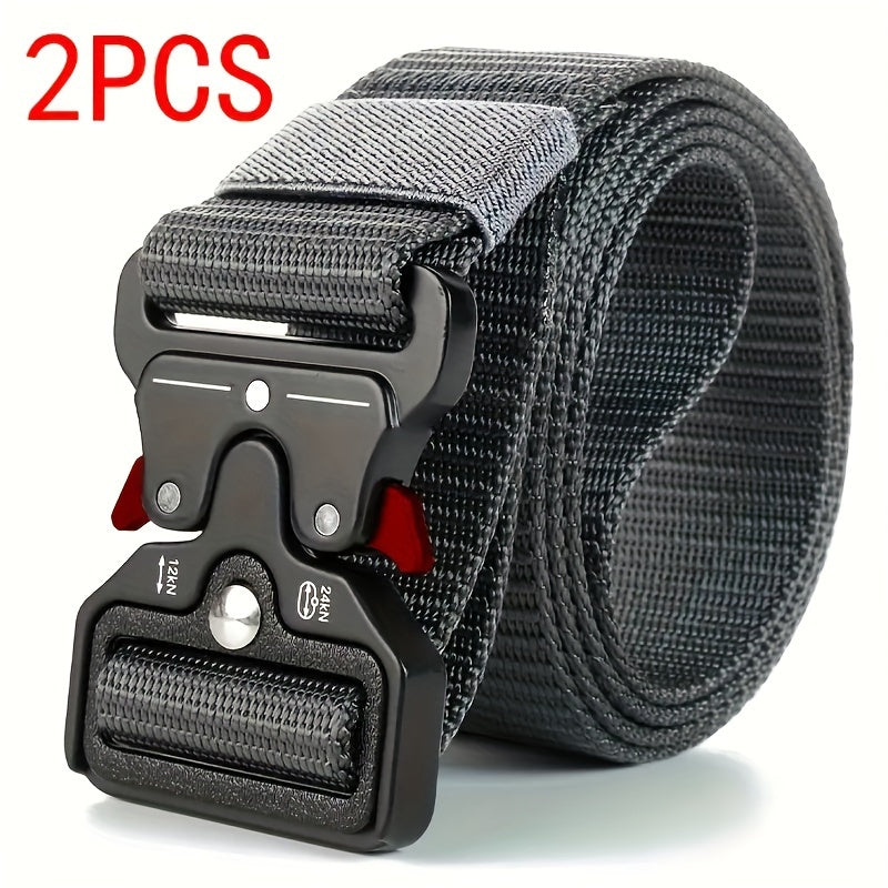 Men's Black Tactical Multi-Function Belt for Hunting and Outdoors 2 Pack