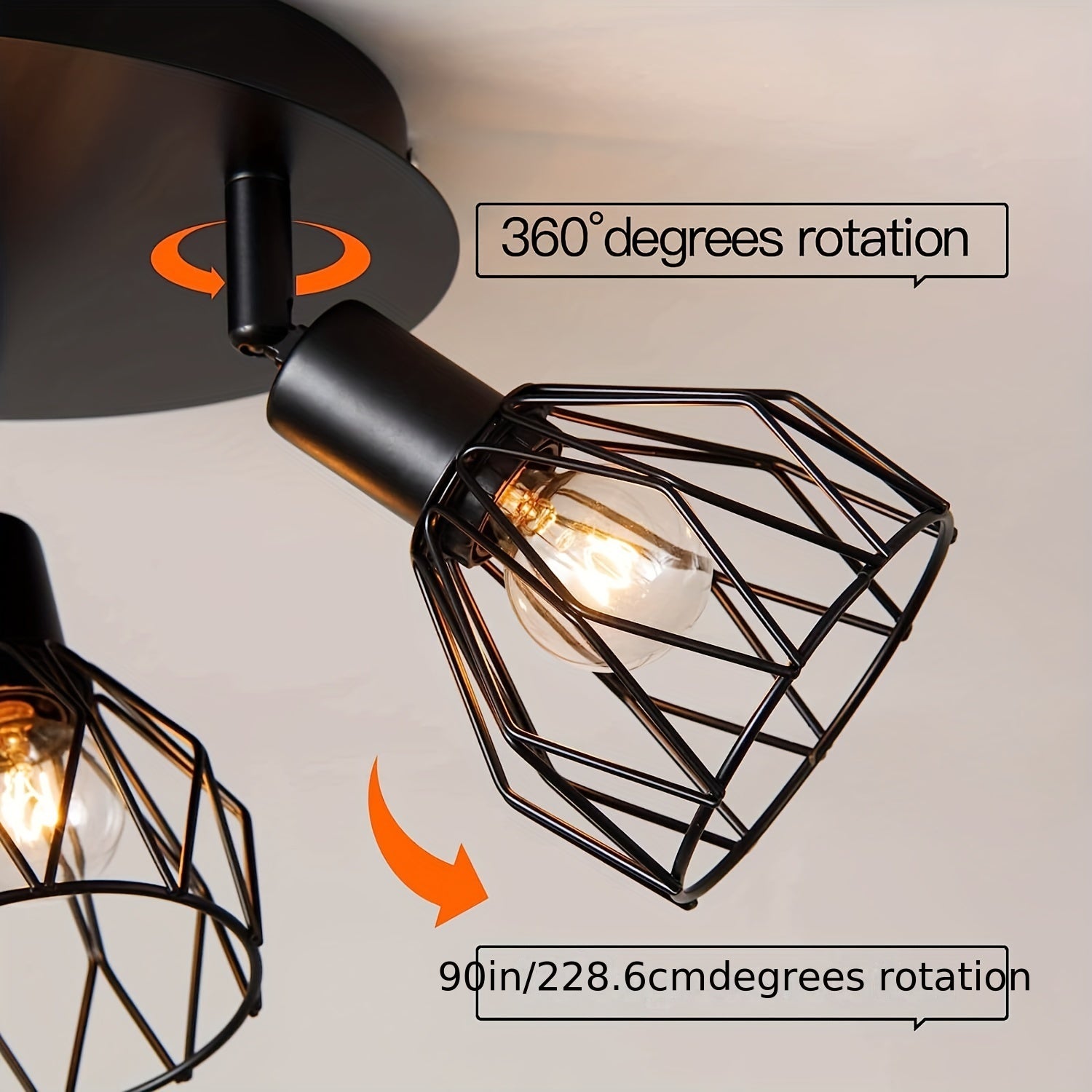 Black Metal Ceiling Light Fixture with Rotating Geometric Shades for Kitchen Dining Porch Hallway