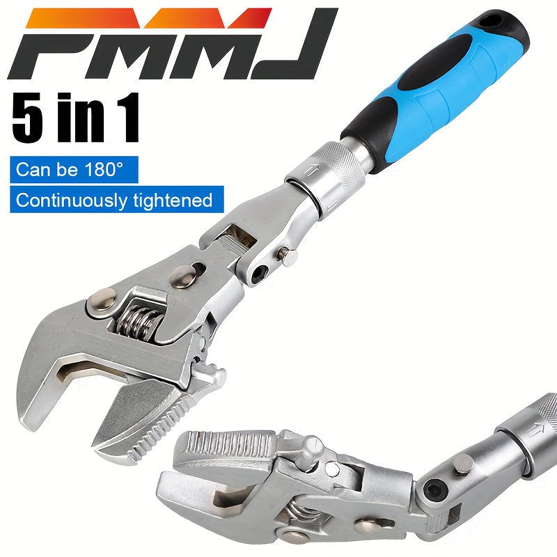 Adjustable Crescent Wrench 5-in-1 Folding Rotating Head 25.4-30.5cm