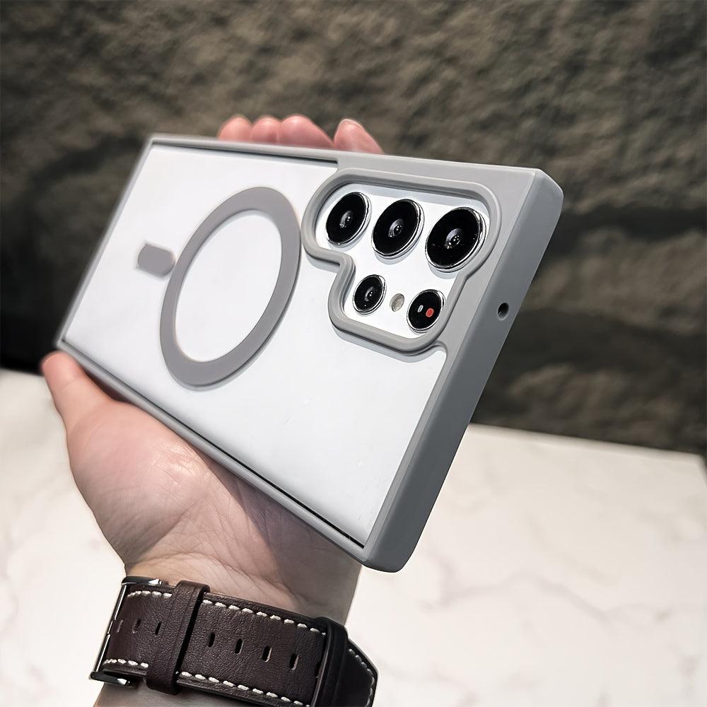 Transparent Magnetic Wireless Charging Shockproof Phone Case for Samsung Galaxy S24 S23 S22 Plus Ultra