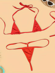 Women’s Backless Three-Point Lingerie Set Satin Adjustable Straps