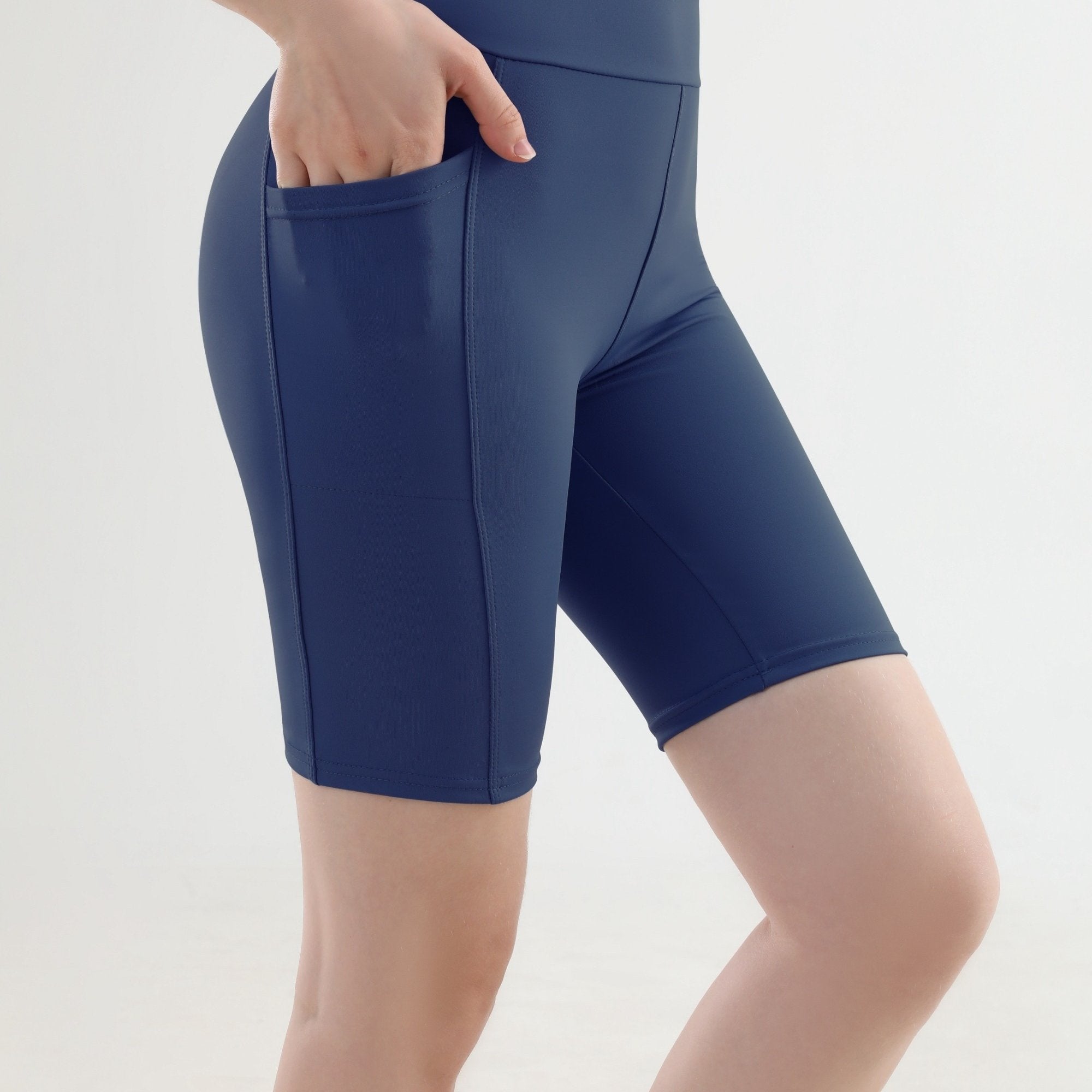 High Waist Cropped Leggings with Side Pockets for Summer Casual Stretchy