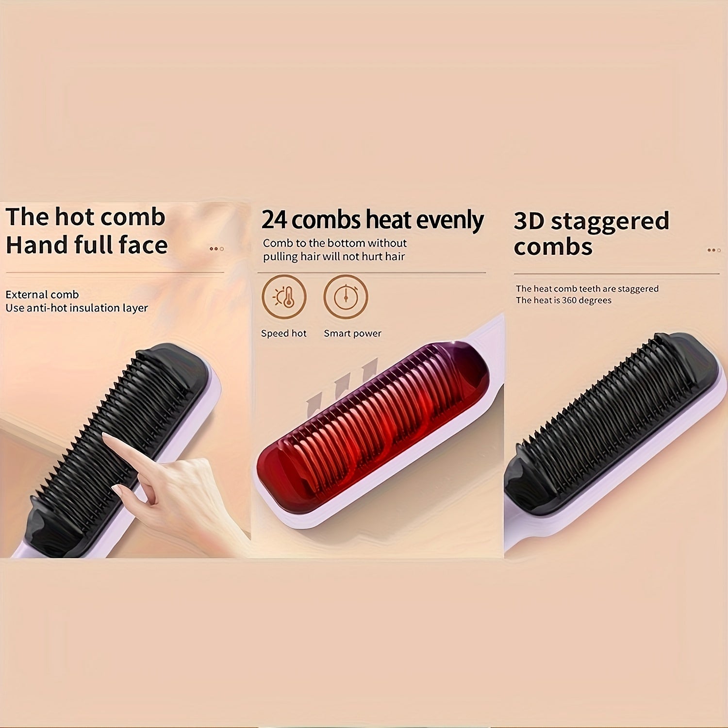 2-in-1 Ceramic Hair Straightener Brush with LCD Display European Plug for Styling