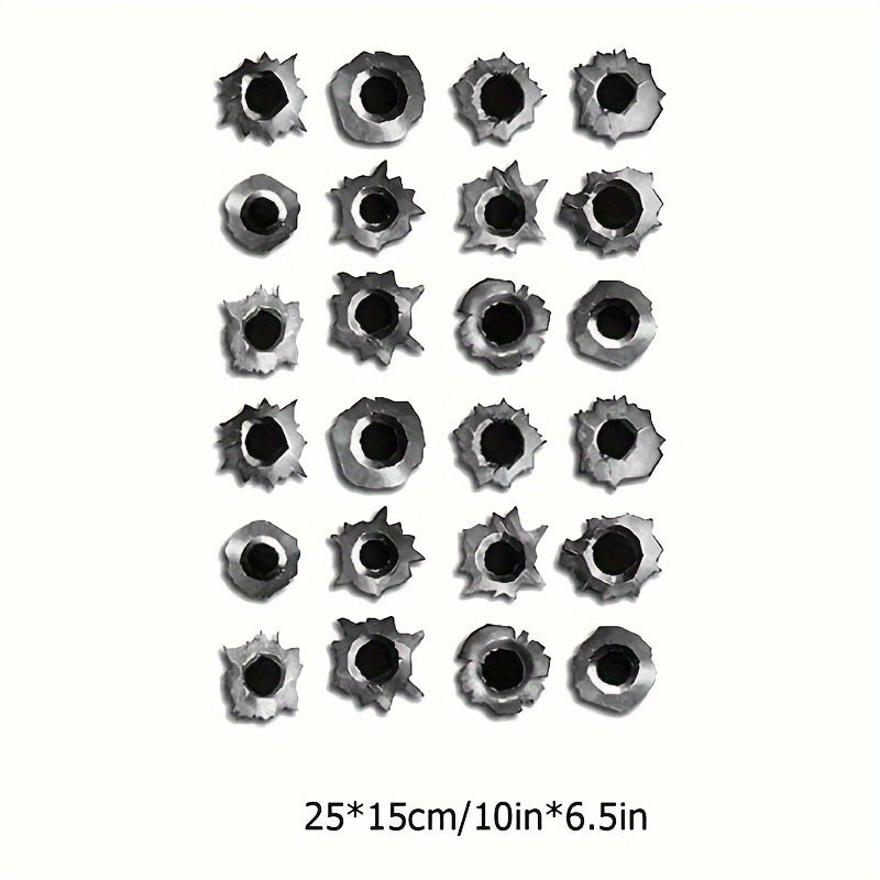 24pcs 3D Realistic Bullet Hole Stickers Waterproof Car Decor Prank Gadgets