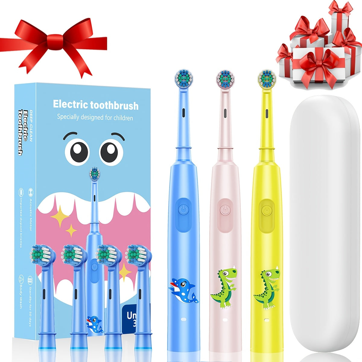 Electric Toothbrush for Kids with 3 Modes USB Rechargeable Soft Bristles Deep Cleaning