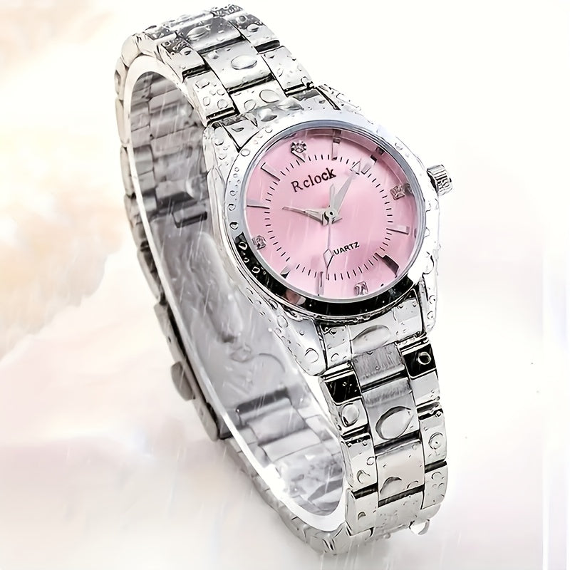 Women's Quartz Watch Sleek Round Alloy Case Non-Rechargeable Battery Multifunctional