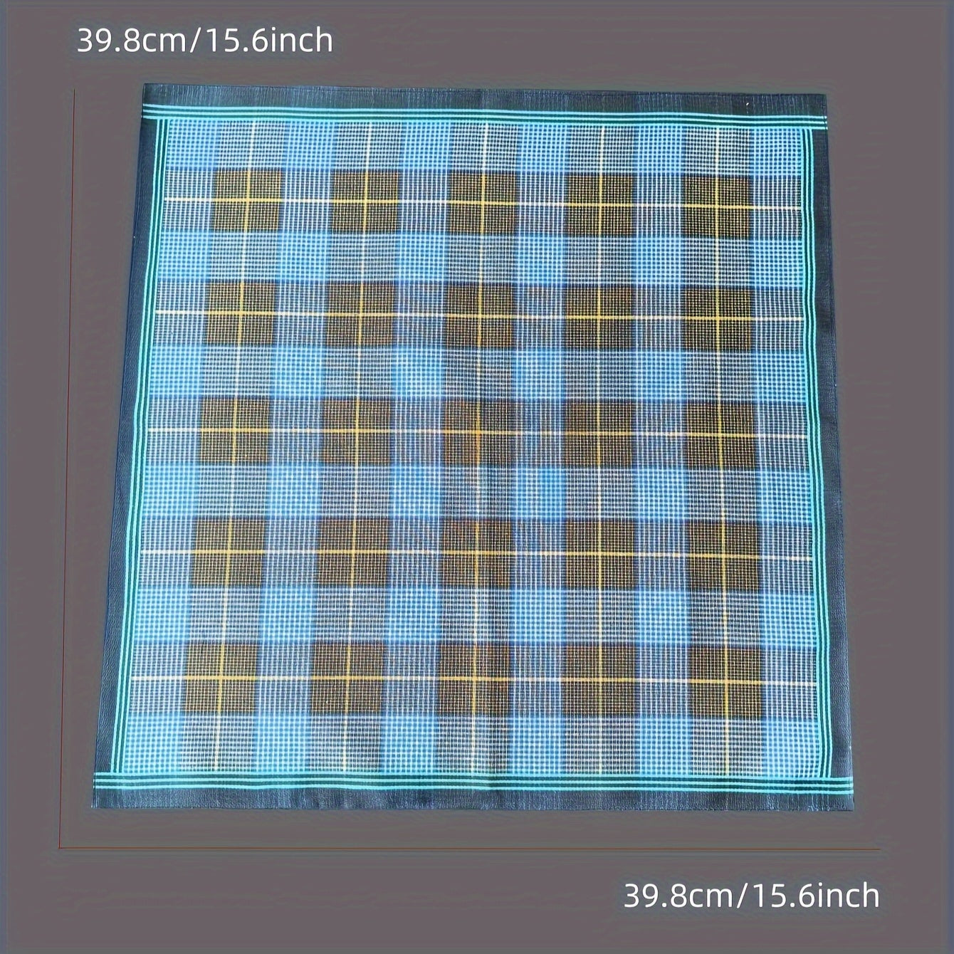 Set of 3 Woven Cotton Handkerchiefs with Yarn-Dyed Stripes Lightweight and Washable 39.62cm Square