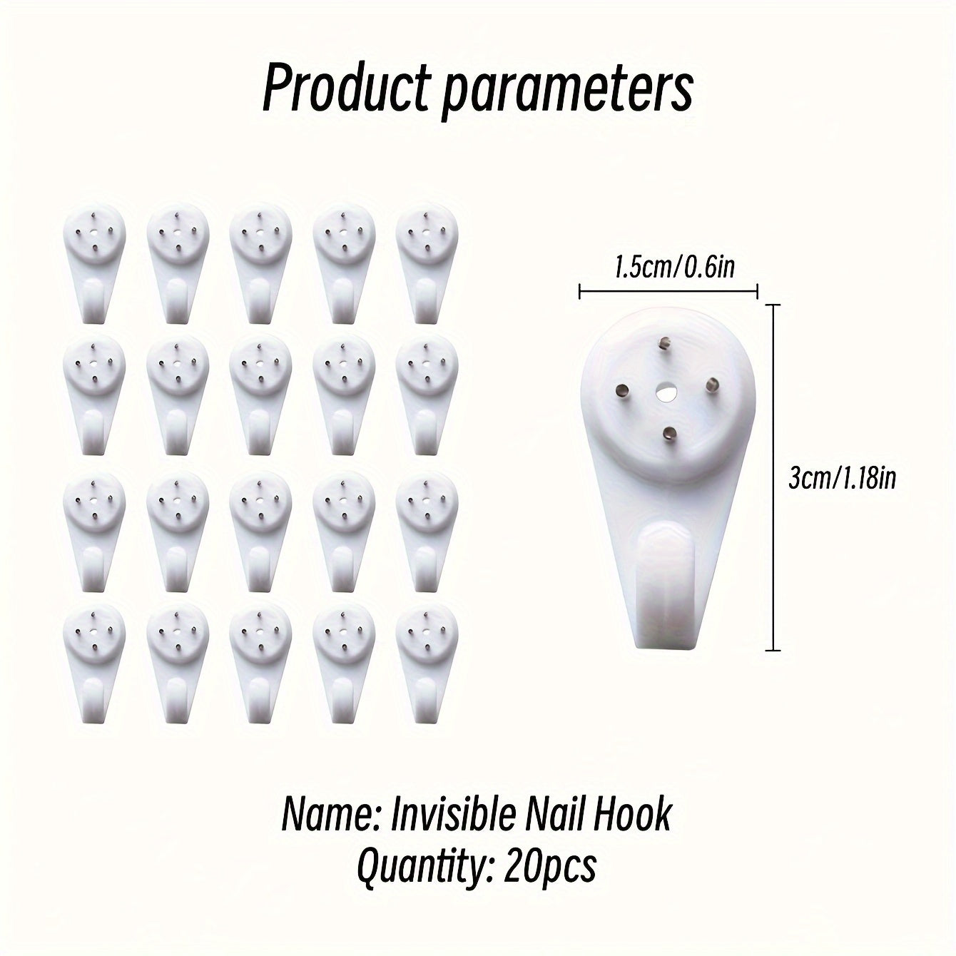 20-Pack Plastic Utility Hooks for Hard Walls Removable and Easy to Install