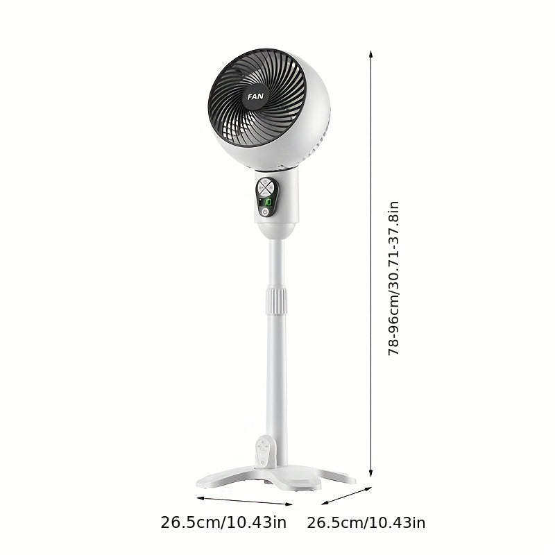 Digital Display Floor Fan with Remote Control Adjustable Height USB Powered Indoor Outdoor