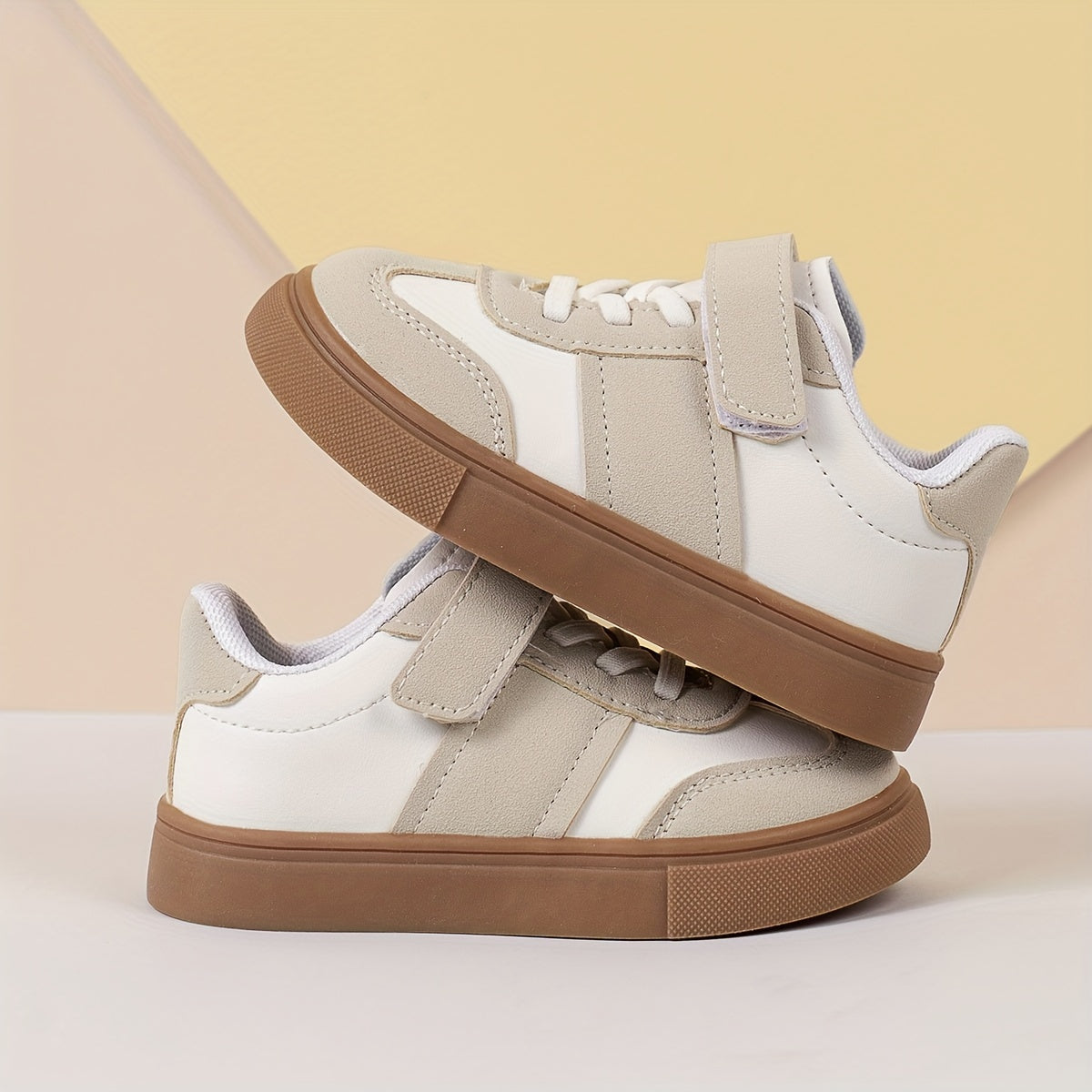 Kids' Solid Color Low Top Sneakers with Hook and Loop Fastener Non-Slip TPR Sole