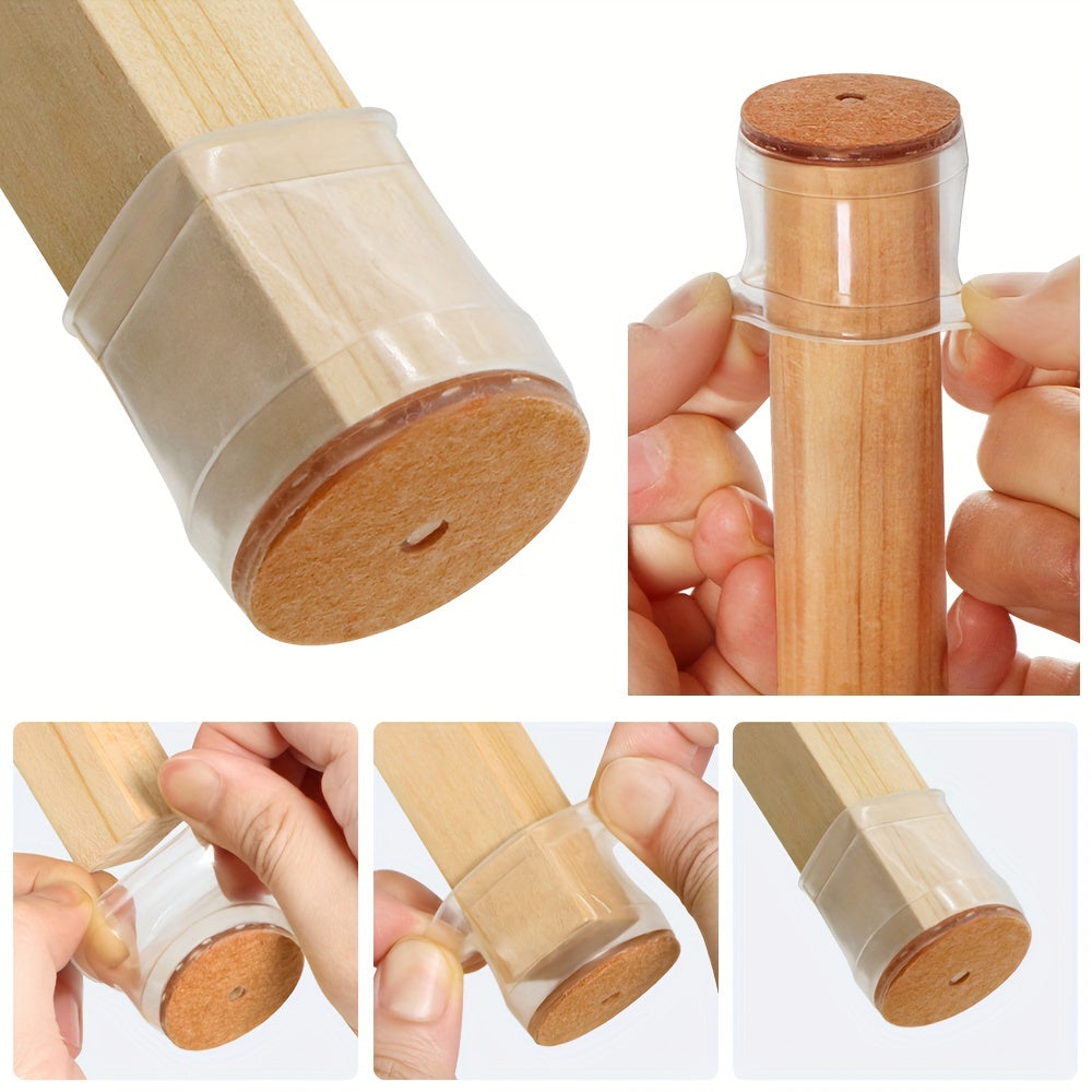 24 Pcs Silicone Chair Leg Caps with Felt for Large Round Legs Floor Protectors