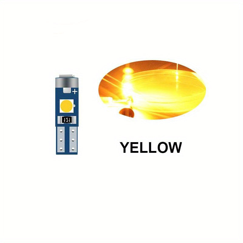 10pcs T5 LED Car Interior Lights Canbus Compatible Multi-Color for Dashboard