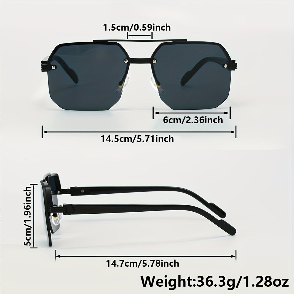 Semi-Rimless Fashion Glasses for Men and Women Zinc Alloy Frame PC Lenses Summer Party Streetwear Holiday Gift