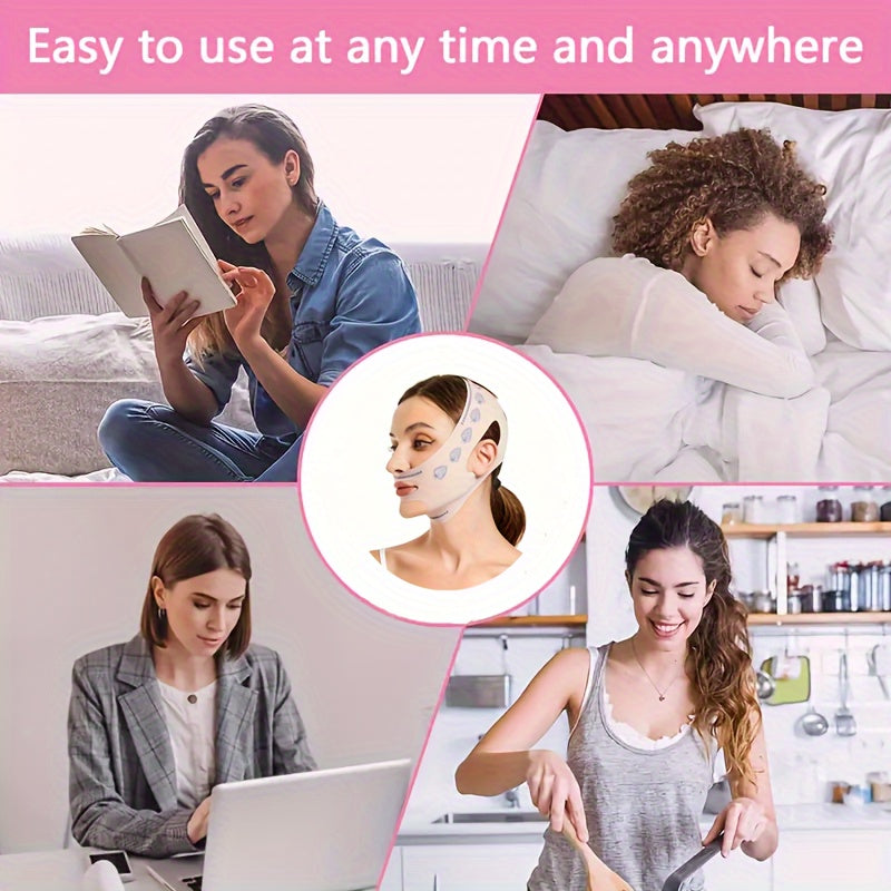 "Silicone V-Line Lift Mask - Ayollar va Erkaklar uchun Qayta Ishlatiladigan Yuzni Toraytiruvchi Kamar - Quloq Kamar Yuzni Ko'tarish Kamar, Hidi Yo'q, Quvvat Talab Qilmaydi"