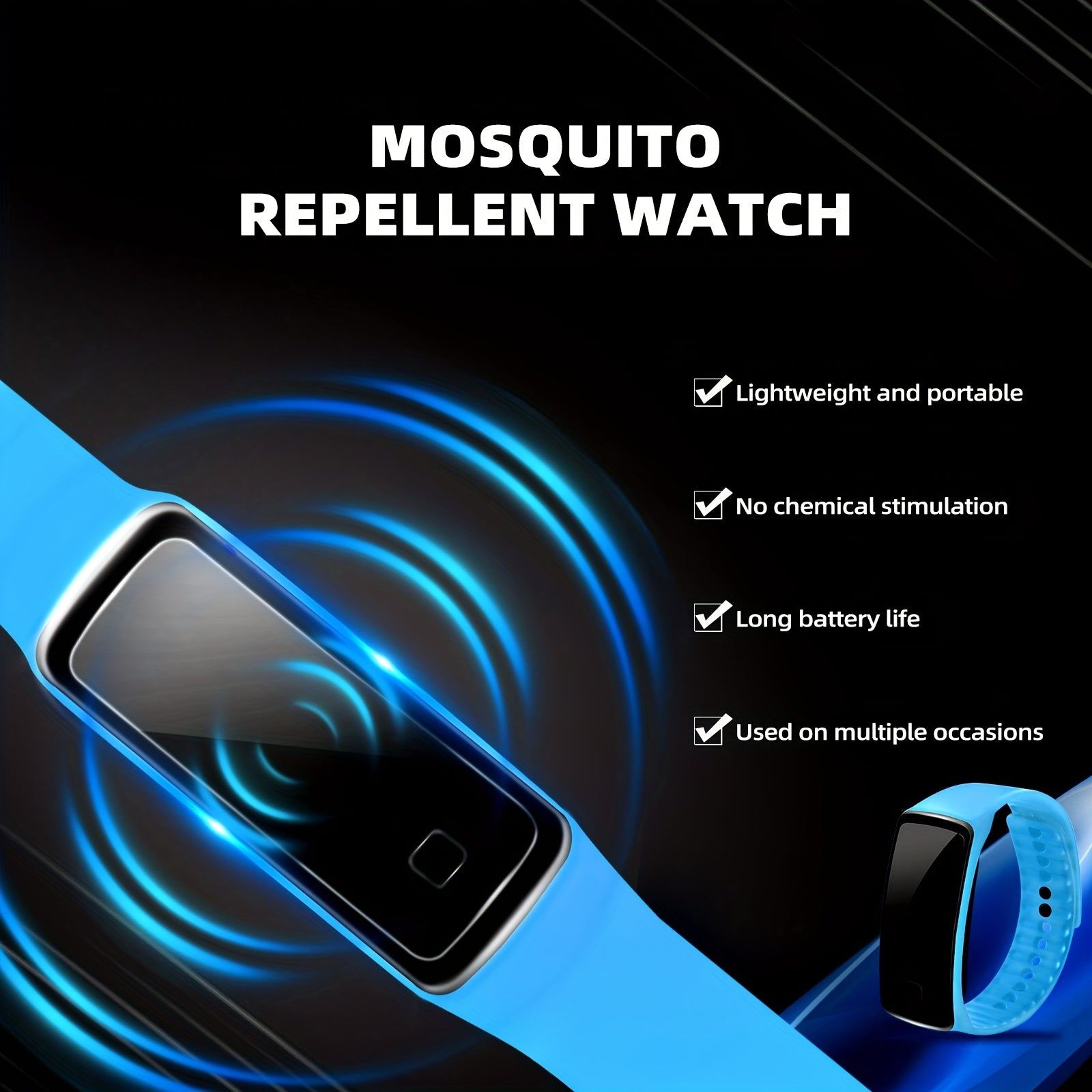 Unisex Silicone Mosquito Repellent Bracelet Outdoor Bug Protector Blue