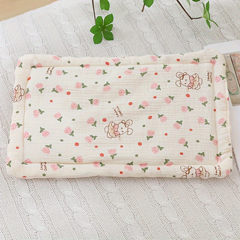 Almohadilla plana transpirable con puntos táctiles y funda de muselina absorbente para todas las estaciones