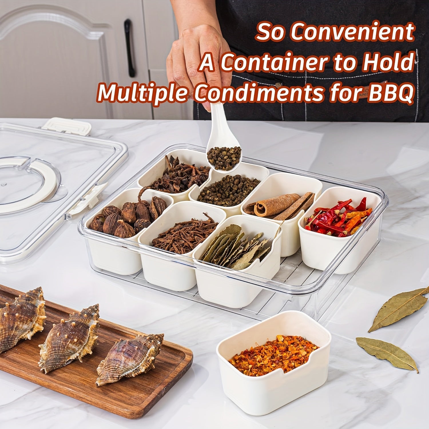 Single Serving Snack Tray with Lid Handle and Divider for Parties