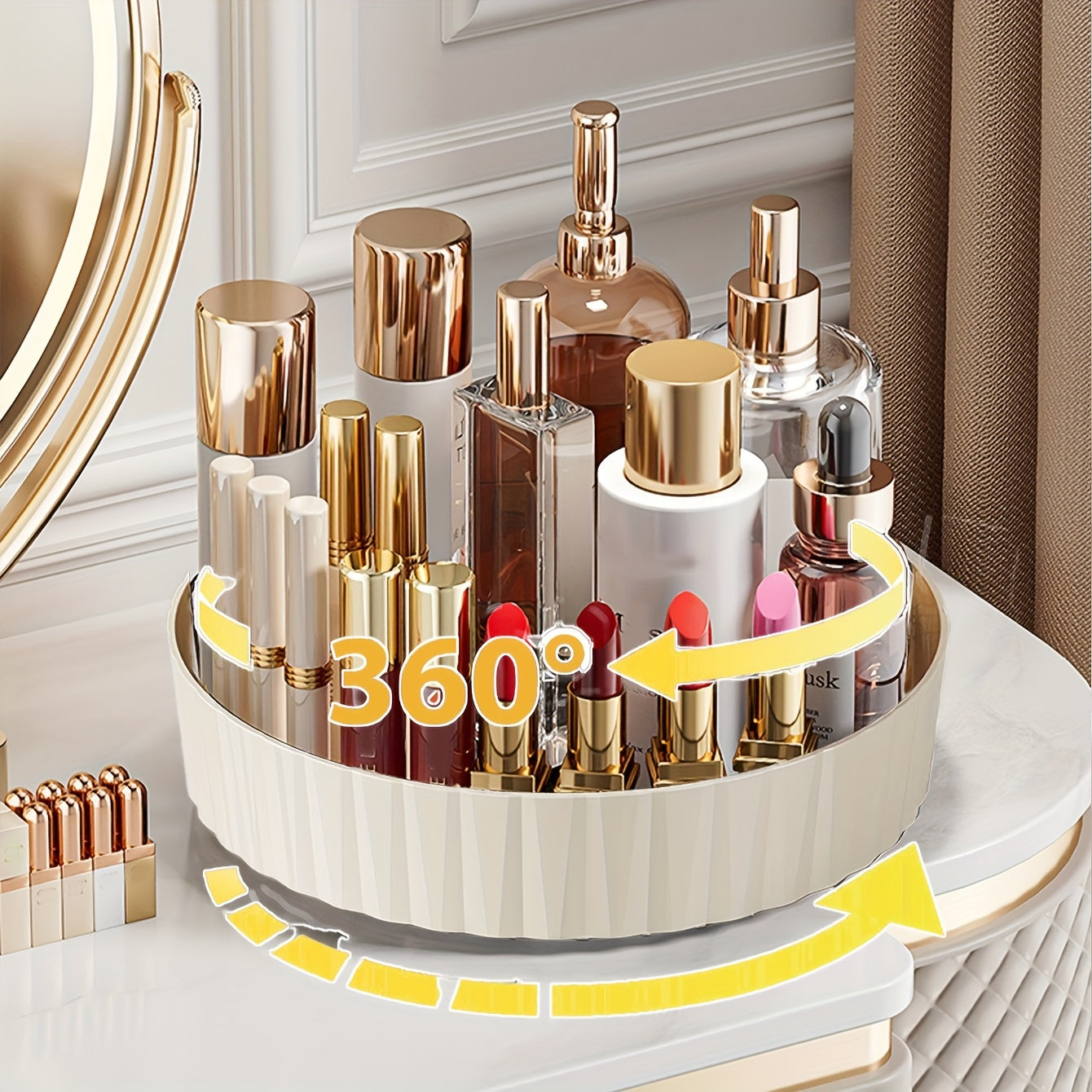 Rotating Spice Rack Organizer Desktop Storage Box Kitchen Utensil Holder