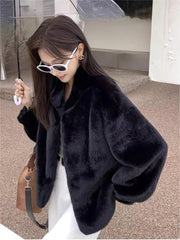 Women's Faux Fur Coat Long Sleeve Open Front Casual Winter Solid Color