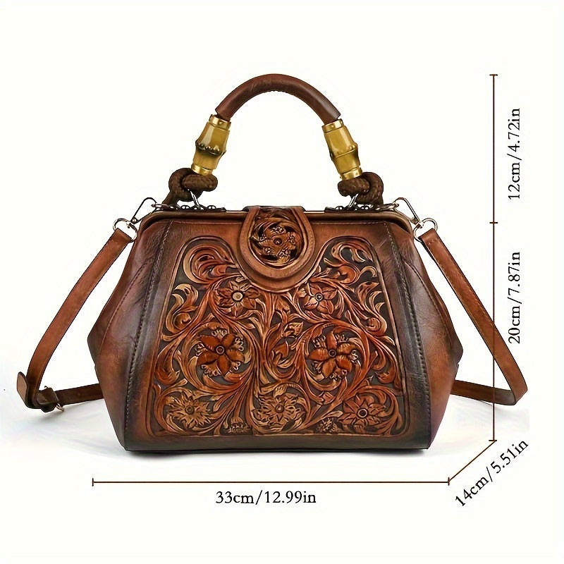 Dark Brown Argyle Handbag for Women with Stain-Resistant PU Removable Strap Buckle Closure Edge Paint Detail