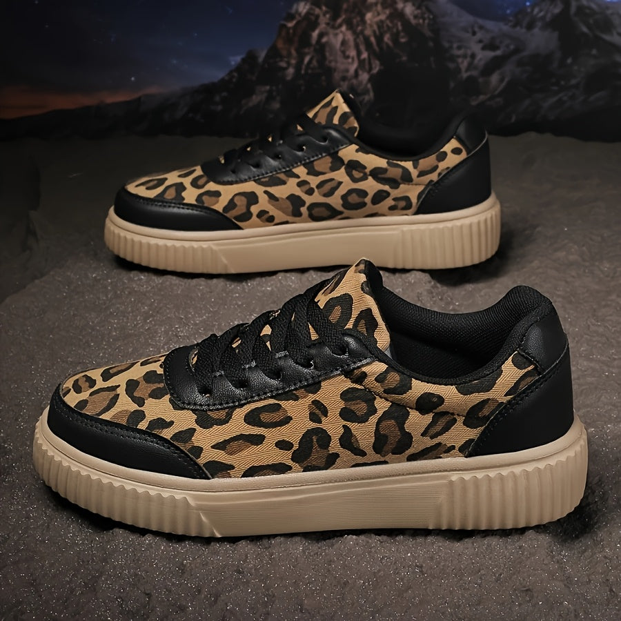 Women's Leopard Print Casual Sneakers Breathable Mesh Comfortable All-Season