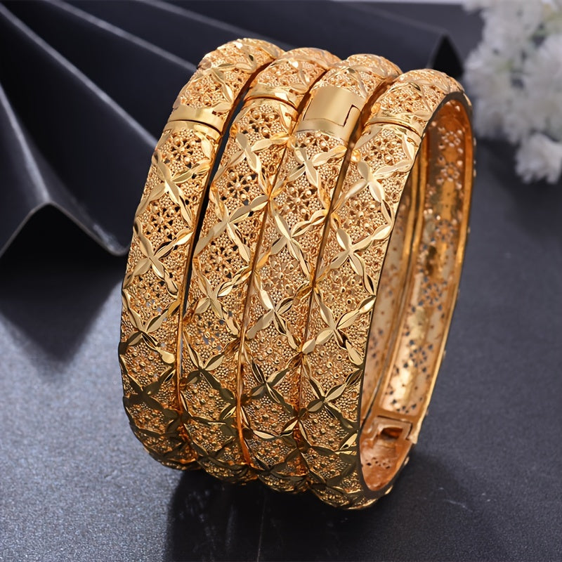 Women's Ethnic Style Hand Jewelry Bangle Bracelet Gold Tone