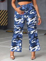 Брюки карго с камуфляжным принтом большого размера для женщин, свободные широкие джинсовые штаны