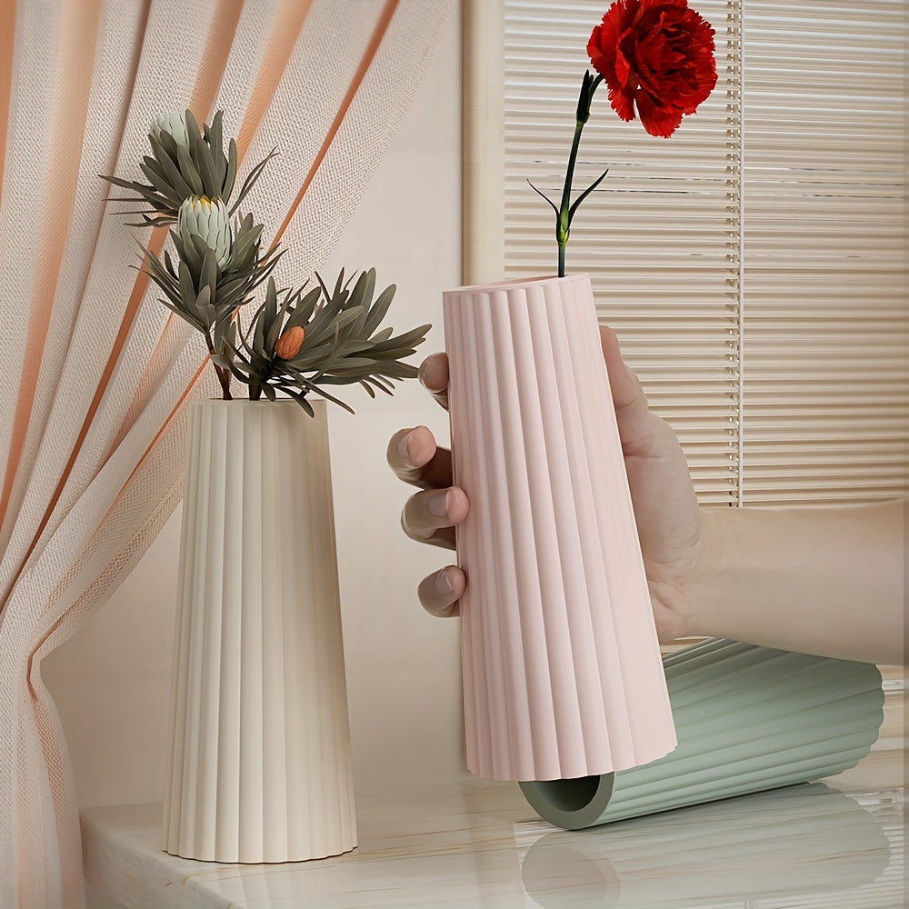 Silicone Mold for Making Striped Flower Vase Aromatherapy Candle Plaster Ornament Pen Holder Resin Decor
